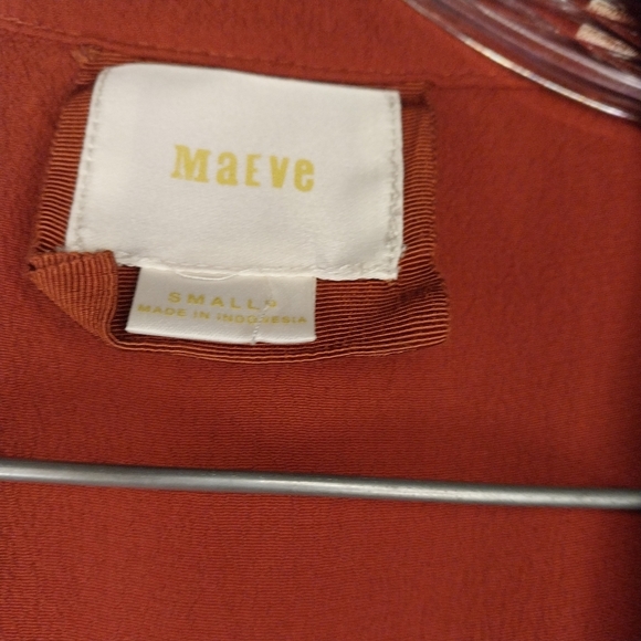 Maeve Anthropologie Rust V-Neck Faux Wrap Dress - Picture 7 of 15